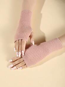 1 đôi Của phụ nữ Dày lên Dệt kim Găng tay Với tay áo , Thanh lịch Và Ấm áp , Thích hợp Đối với Các hoạt động ngoài trời In Mùa thu Và Mùa Đông , không có ngón tay Thiết kế Đối với Điện thoại thông minh Màn hình cảm ứng Và Bảo vệ cổ tay - trắng - Xem 2