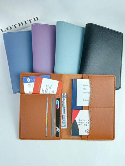 1 件大容量 PU 皮革护照夹，多功能护照钱包，适用于户外旅行、商务旅行旅行用品旅行收纳袋旅行用品旅行钱包护照夹护照钱包海滩度假包夏季圣诞假期