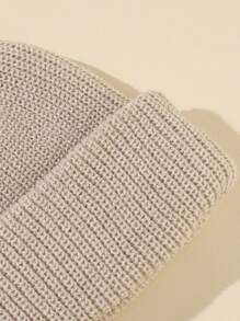 Baby Solid Color Minimalist Daily Beige Knit Hat - Beige - View 3