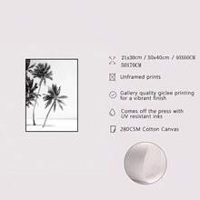 1PC Tranh Canvas Phong Cảnh Bãi Biển Đen Trắng, Poster Cây Cọ Và Hình Ảnh Treo Tường In, Trang Trí Phòng Khách Sang Trọng, Trang Trí Nhà Cửa, Tranh Trang Trí Tường Không Khung - nhiều màu - Xem 6
