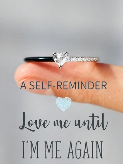 1pc Fashionable New White Heart Zirconia Stone Inlaid Ring, Engagement Jewelry Accessory Suitable For Women As Gift For Family/Friend/Couple Valentines,Mom,Mother,Mother's Day,Gift