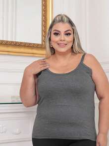 Women's Blouse Basic Viscolycra Strappy Tank Tops - Plus Size - G1 To G5 - Large Size - Summer - 灰色 - 查看 2