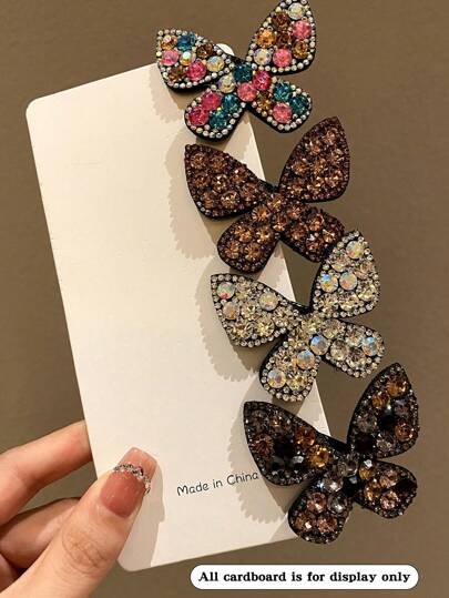 2/4/6个装女士优雅侧边星形蝴蝶水钻发夹，多功能爪夹发卡，派对造型，发饰