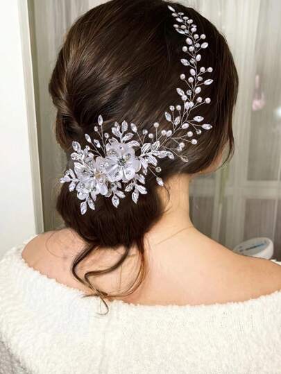 1 pieza Accesorio de cabello de moda brillante metálico, diseño de decoración para el cabello de novia, diadema con rhinestones para vestido formal HP511