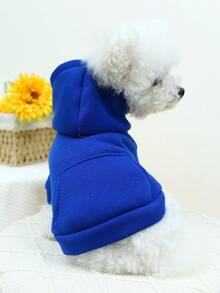 1 chiếc quần áo thú cưng có mũ trùm đầu, áo nỉ bỏ túi màu trơn dành cho chó và mèo cỡ nhỏ và vừa - Xanh lam - Màu xanh lam - Xem 5