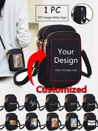 Bedruckbare Mini Outdoor Sport Rosa Handtasche, mit Kopfhöreröffnung, Handytasche, Armtasche, Münzbeutel, Umhängetasche, Damen horizontale Handytasche, Multi-Reißverschluss vertikale Geldbörse, Outdoor Sport Armtasche, geeignet für Laufen, Wandern und Radfahren