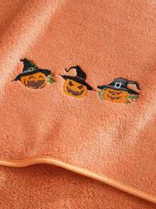 1 件猫咪图案珊瑚绒刺绣浴巾/手巾，超柔软吸水超细纤维速干，礼品套装，情侣装和家居装饰 - 橘色 - 查看 5