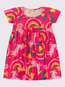 Unicorn Dress For Girls - 粉色 - 查看 2