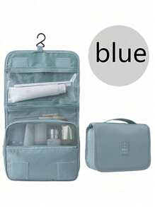 1 件便携式旅行化妆包带挂钩，化妆品收纳袋，可容纳刷子、香水、洗漱用品，适用于口红、化妆刷、铅笔、眼影、镜子、眼线笔、唇彩、护肤品、牙刷、肥皂、洗发水、梳子、手表、手机、项链、珠宝和数码配件返校 - 彩色 - 查看 17