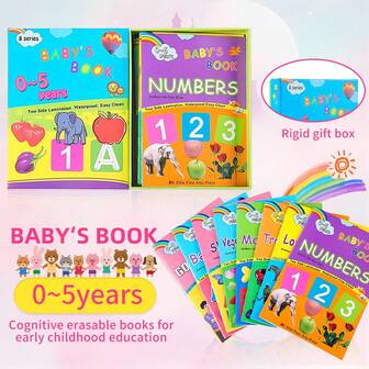 En låda med 8 läroböcker för barn och 8 olika typer av läroböcker för tidig barndom är lämpliga för barn i åldrarna 0-5 för att läsa och lära sig, och förbättra sin kognition av jul-, tack- och nyårspresenter.