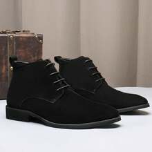 男士切尔西靴轻便休闲 Chukka 踝靴经典弹力正装靴男款 - 黑色 - 查看 2