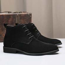 男士切尔西靴轻便休闲 Chukka 踝靴经典弹力正装靴男款 - 黑色 - 查看 1