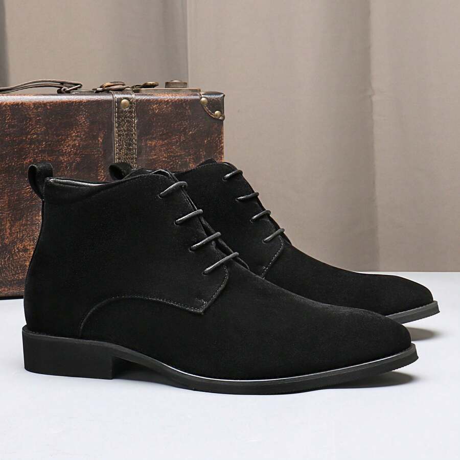 男士切尔西靴轻便休闲 Chukka 踝靴经典弹力正装靴男款 - 黑色 - 查看 1