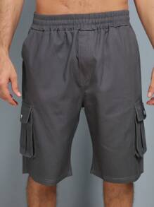 Men's Cargo Denim Bermuda Shorts With Side Pockets - 灰色 - 查看 4