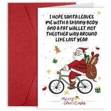 1张，幽默圣诞贺卡，送给他/她，粗俗圣诞礼品卡，送给家人朋友，圣诞老人祝福爸爸妈妈家人朋友，带信封的圣诞贺卡 - 均碼 - 查看 1