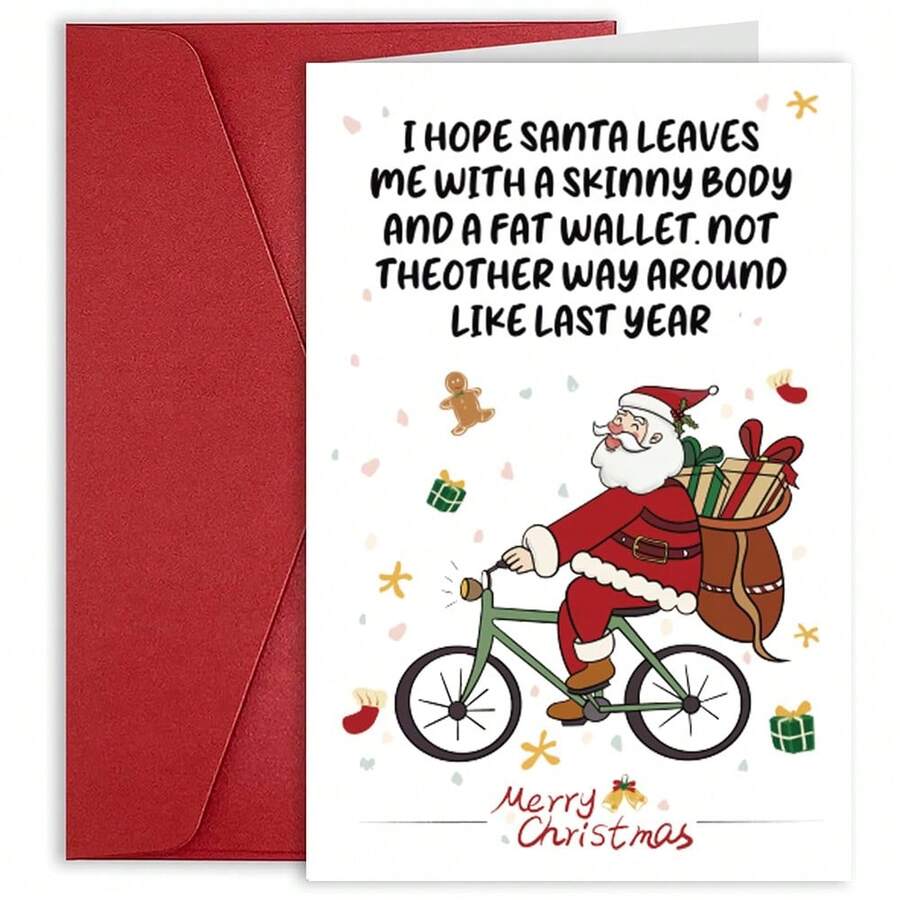 1张，幽默圣诞贺卡，送给他/她，粗俗圣诞礼品卡，送给家人朋友，圣诞老人祝福爸爸妈妈家人朋友，带信封的圣诞贺卡 - 均碼 - 查看 1