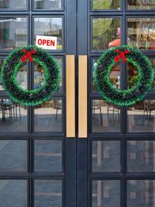 1 cái, Vòng hoa ruy băng Giáng sinh đơn giản, có thiết kế nơ đỏ, thích hợp cho trang trí tường nền cửa ra vào và cửa sổ và bố trí bối cảnh tiệc sự kiện của đạo cụ treo đồ trang trí nhà - Nhiều màu - Xem 1