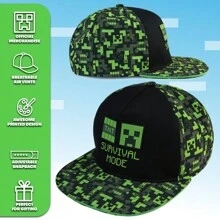 Minecraft Baseball Cap Sun Hat Lightweight Adjustable Strap Snapback Creeper Holiday Accessories Gamer Gift - Black - View 5