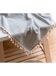 1 Pc Rectangular Tablecloth 140x220 Cm Cotton/Linen Dining Table Decoration - Grey - View 4