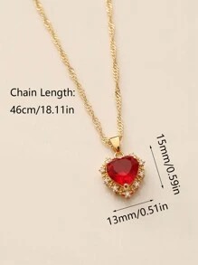 1 Thời Trang Đính Đá Cubic Zirconia Vòng Cổ Trái Tim Cho Nữ Làm Quà Tặng - Đỏ - Xem 2