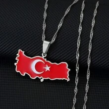 1 件土耳其地图国旗项链吊坠女式土耳其银色/金色珠宝土耳其 Cumhuriyeti - 彩色 - 查看 3