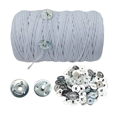 Pavio Vela Aromatica Artesanais 100% Algodão Medio 2mm Com Ilhos - 5 Metros Pavio com 50 ilhos