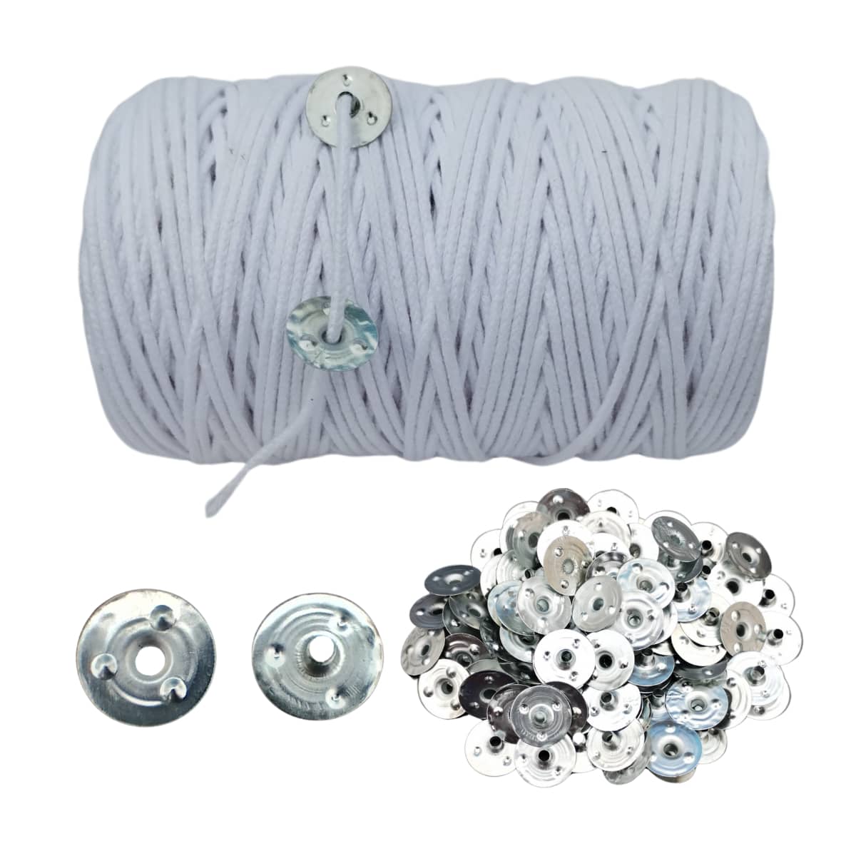 Handmade Scented Candle Wick 100% Cotton Medium 2mm With Eyelets - 5 Meters Wick With 50 Eyelets - trắng - Xem 1