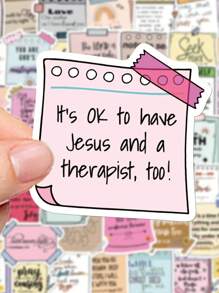 50 张圣经经文和英文励志名言贴纸非常适合节日聚会和送礼 适用于笔记本电脑、滑板、手机、头盔、汽车贴花 - 不对称形状、卡通图案圣经、圣经学习用品、贴纸 - 彩色 - 查看 7