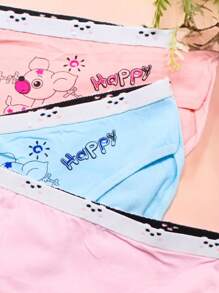 Conjunto de 6 Calzones de algodón para niña, Lindo Estampado de Venadito Feliz, multicolor, suaves y super cómodos. - Multicolor - Ver 6