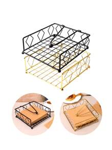 1 pieza Portanacas de metal con strass, organizador vertical de servilletas para cafetería y restaurante, suministros de cocina, accesorio decorativo, artículos para el hogar, mesa, decoración del hogar, organización y almacenamiento, decoración de habitación, accesorios de cocina, herramientas de cocina, organizador de cocina, viaje, festival, soporte para caja de pañuelos, portanacas, reunión familiar, decoración de mesa de cocina y comedor para el hogar, accesorios decorativos del hogar, caja decorativa, regalo de boda para mujer, artículo esencial para viajes de verano y festivales