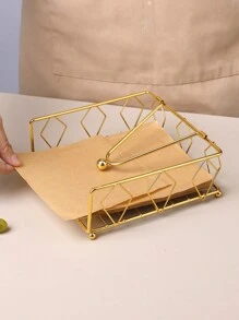 1 pieza Portanacas de metal con strass, organizador vertical de servilletas para cafetería y restaurante, suministros de cocina, accesorio decorativo, artículos para el hogar, mesa, decoración del hogar, organización y almacenamiento, decoración de habitación, accesorios de cocina, herramientas de cocina, organizador de cocina, viaje, festival, soporte para caja de pañuelos, portanacas, reunión familiar, decoración de mesa de cocina y comedor para el hogar, accesorios decorativos del hogar, caja decorativa, regalo de boda para mujer, artículo esencial para viajes de verano y festivales