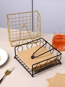 1 pieza Portanacas de metal con strass, organizador vertical de servilletas para cafetería y restaurante, suministros de cocina, accesorio decorativo, artículos para el hogar, mesa, decoración del hogar, organización y almacenamiento, decoración de habitación, accesorios de cocina, herramientas de cocina, organizador de cocina, viaje, festival, soporte para caja de pañuelos, portanacas, reunión familiar, decoración de mesa de cocina y comedor para el hogar, accesorios decorativos del hogar, caja decorativa, regalo de boda para mujer, artículo esencial para viajes de verano y festivales