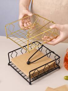 1 pieza Portanacas de metal con strass, organizador vertical de servilletas para cafetería y restaurante, suministros de cocina, accesorio decorativo, artículos para el hogar, mesa, decoración del hogar, organización y almacenamiento, decoración de habitación, accesorios de cocina, herramientas de cocina, organizador de cocina, viaje, festival, soporte para caja de pañuelos, portanacas, reunión familiar, decoración de mesa de cocina y comedor para el hogar, accesorios decorativos del hogar, caja decorativa, regalo de boda para mujer, artículo esencial para viajes de verano y festivales