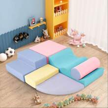 DlandHome Colourful Climbing Foam Toy Set 6 In 1, EPE Foam Crawling Toys, Soft Climbing Playground For Kids, Indoor Climbing Toy Set, Pink - 粉色 - 查看 5