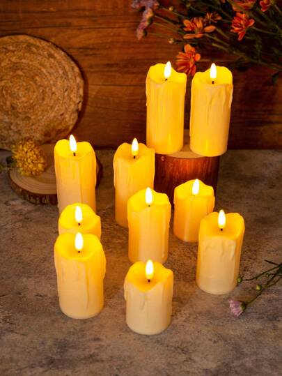 1 peça de plástico LED Teardrop Flame Candle Light, luz quente sem chama Vela, luz de humor simples de alta qualidade, adequada para Natal, Halloween, Dia dos Namorados, festa, acampamento, decoração de mesa