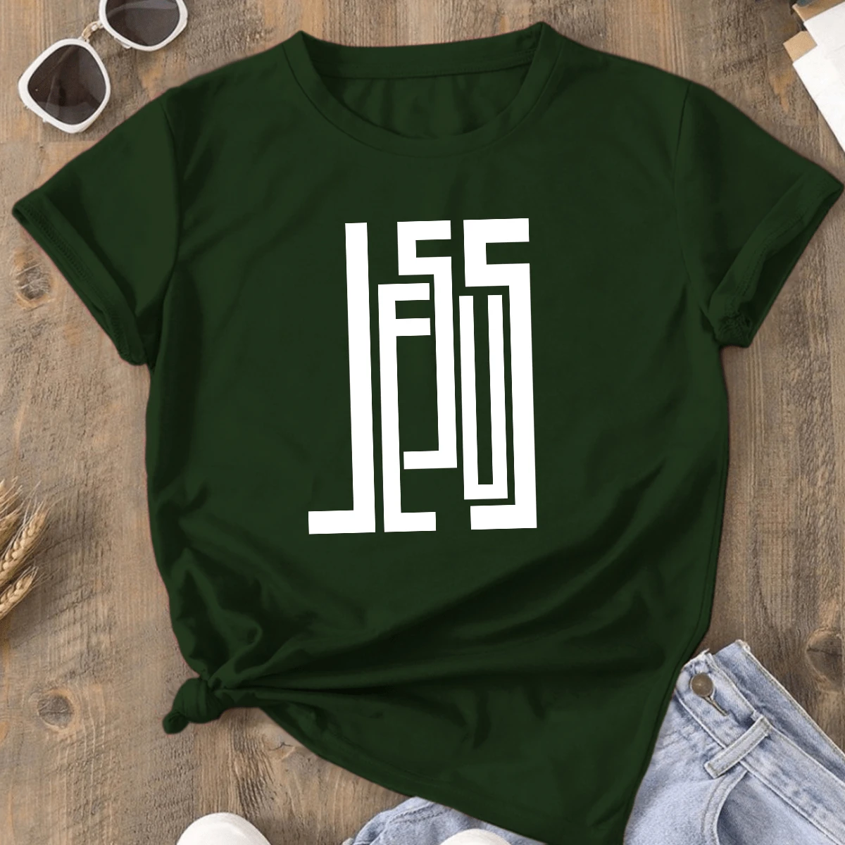 Women's Blouse T-Shirt Jesus Name Straight - 軍綠色 - 查看 1