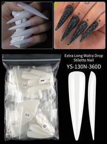 360pcs/ Bag Stiletto Heel Super Long Water Drop Nail Cover, Transparent Full Coverage Of Fake Nails, Acrylic Artificial Nails, Lasting Pressure Nail Extension, Easy To Apply - Clear - View 11