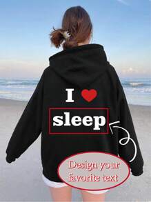 Sudaderas personalizables: agrega tu propio texto/imágenes (lema/frase/cita favorita) para diseñar tu propia sudadera impresa personal - Negro - Ver 1