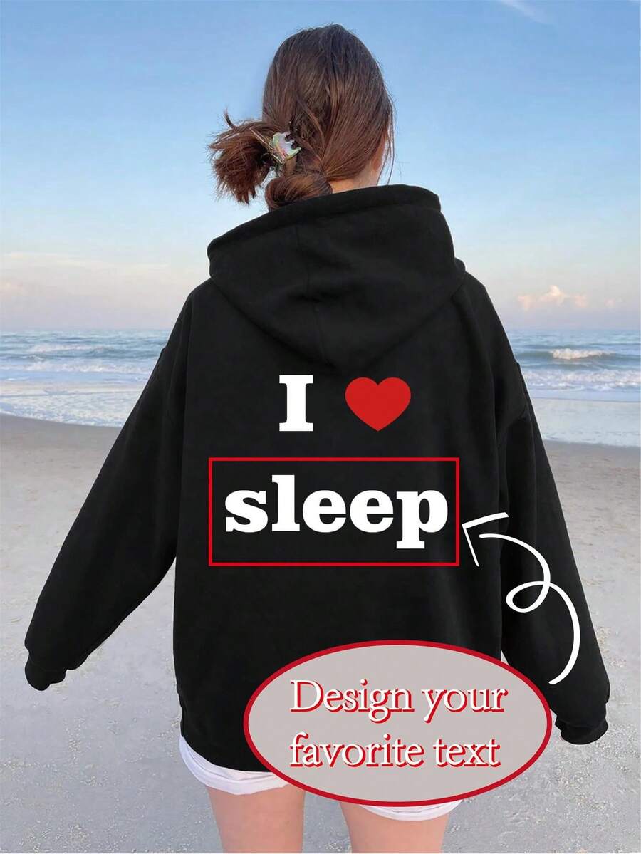 Sudaderas personalizables: agrega tu propio texto/imágenes (lema/frase/cita favorita) para diseñar tu propia sudadera impresa personal - Negro - Ver 1