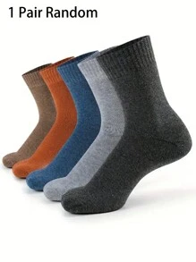 1/5/10/20 双男士纯色冬季保暖羊毛袜，中老年休闲透气中筒袜 - 彩色 - 查看 11