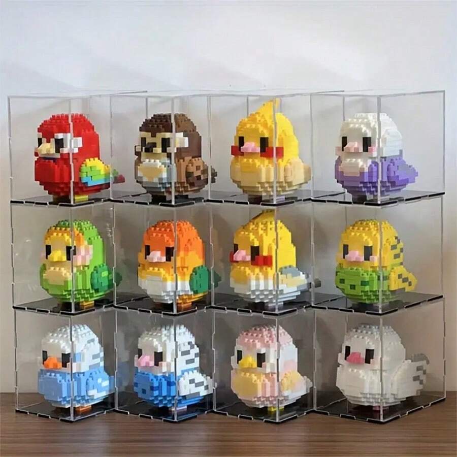 Bộ hộp quà tặng trang trí hình chim động vật hoạt hình dễ thương, khối xây dựng giáo dục, quà tặng sinh nhật tự làm, đồ chơi khối xây dựng quà tặng lễ Phục sinh, quà tặng Giáng sinh