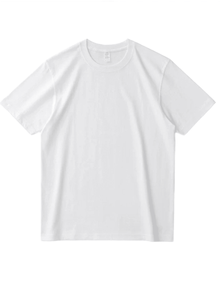 *"Classic" Plain Short Sleeve T-Shirt 100% Cotton Basic S-G3 - 白色 - 查看 2