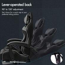 ALFORDSON Video Game Chair, Ergonomic Office Chair, Massage Racing Chair, Retractable Footrest, PU Leather, Height Adjustable And Tilt, 180kg Load Capacity - Grey - View 7