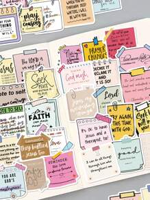 50pcs Bible Verse Sticker Set For Scrapbooking Diary Notebook Phone Case Laptop Water Cup Decoration Back To School - Multicolor - View 9