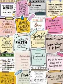 50pcs Bible Verse Sticker Set For Scrapbooking Diary Notebook Phone Case Laptop Water Cup Decoration Back To School - Multicolor - View 1