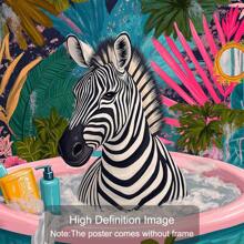 Juego de 3 pósteres sin marco con animales tropicales lindos en la bañera, de perezoso, elefante, cebra, arte de decoración de baño, impresión en lienzo, imagen de pared para dormitorio, apartamento, baño, decoración del hogar