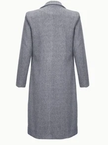 New Women Double Breasted Simple Design Trench Coat, Casual Long Sleeve Jacket