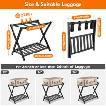 Foldable Luggage Rack With Shelf Travel Suitcase Shoe Storage Holder Bamboo Stand Room Decor Home Decor Fall Decor Bedroom Decor Luggage Racks Back To School Travel Essentials Room Decor, Home Decor, Bedroom Decor Storage Organization And Storage - Black - View 8