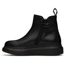 Alexander Queen | Kids Black & Orange Oversized Chelsea Boots - Default - View 3