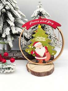 1pc Hollow Wooden Christmas Decoration Hanging Plaque Ornament With Rope For Christmas Tree, Party - Multicolor - View 5